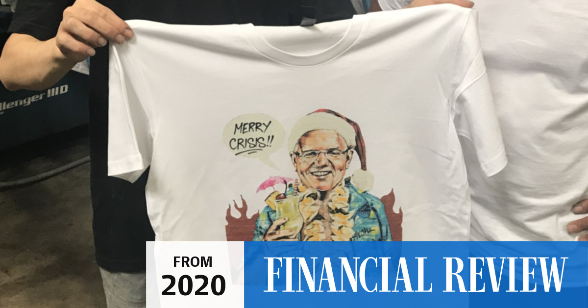 Scott Marsh anti-Scott Morrison T-shirt raises $110,000 for bushfires